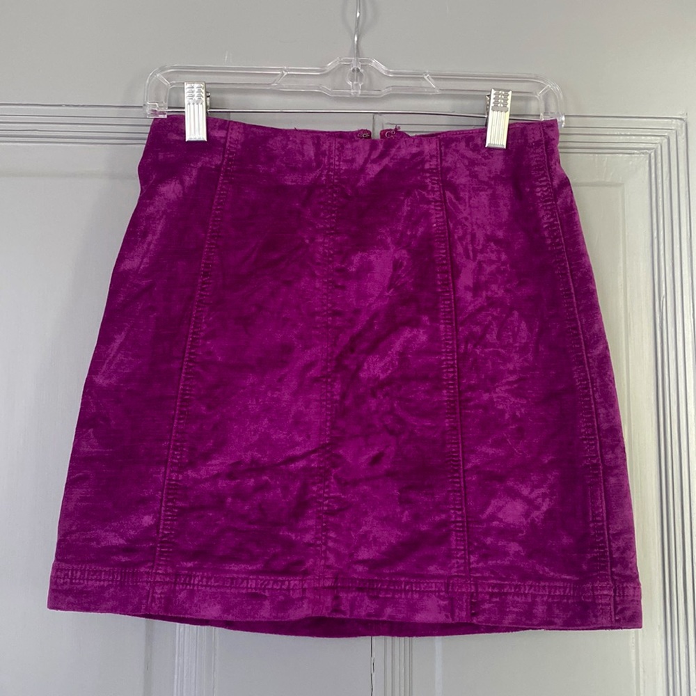 Free People Modern Femme Velvet Mini Skirt Fuschia Pink Purple